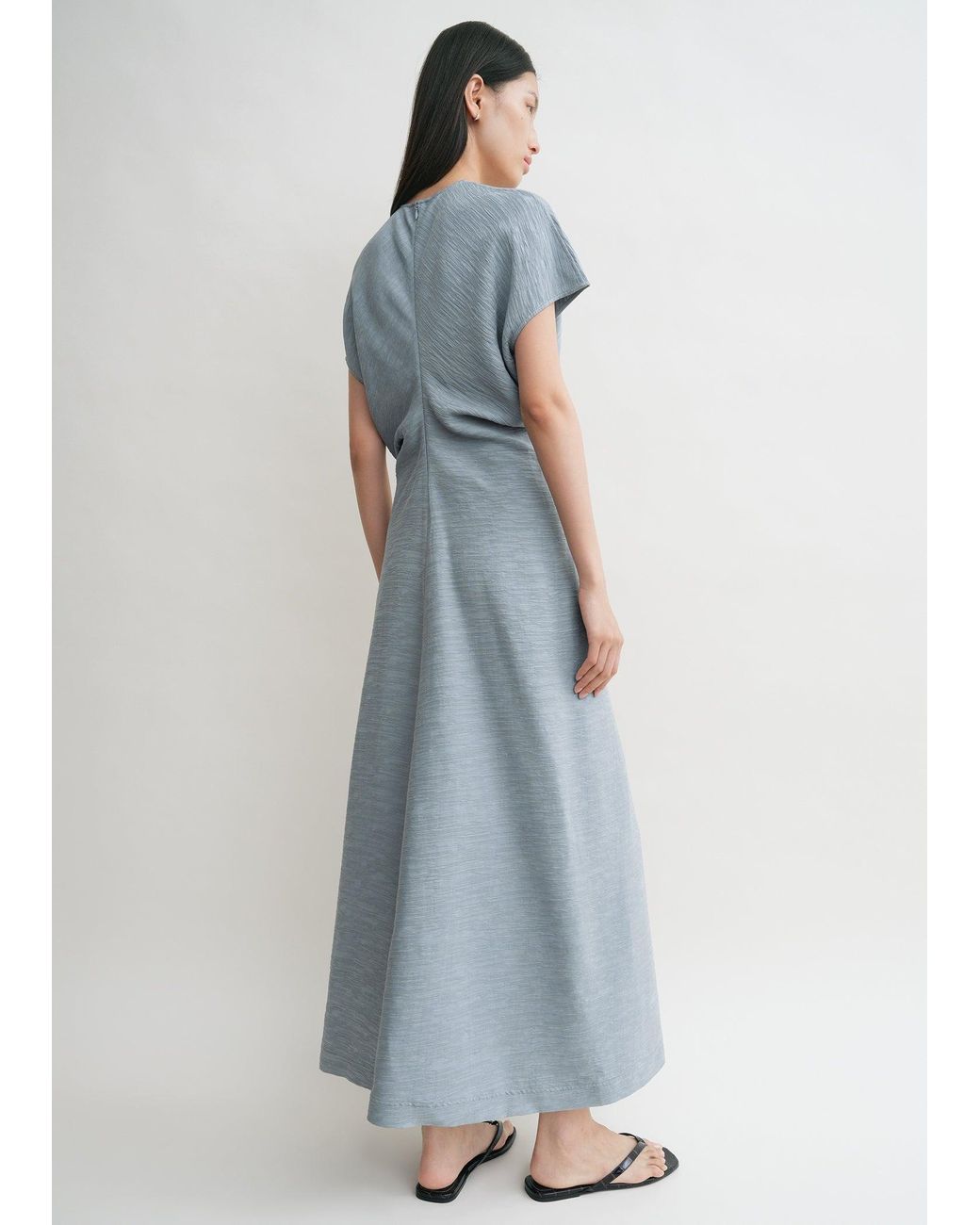 knee length dresses for ladies Slouch waist basketweave dress black – TOTEME