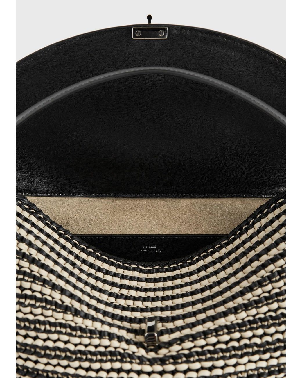Totême  Multicolor T-Lock Woven-Leather Top Handle/Sand