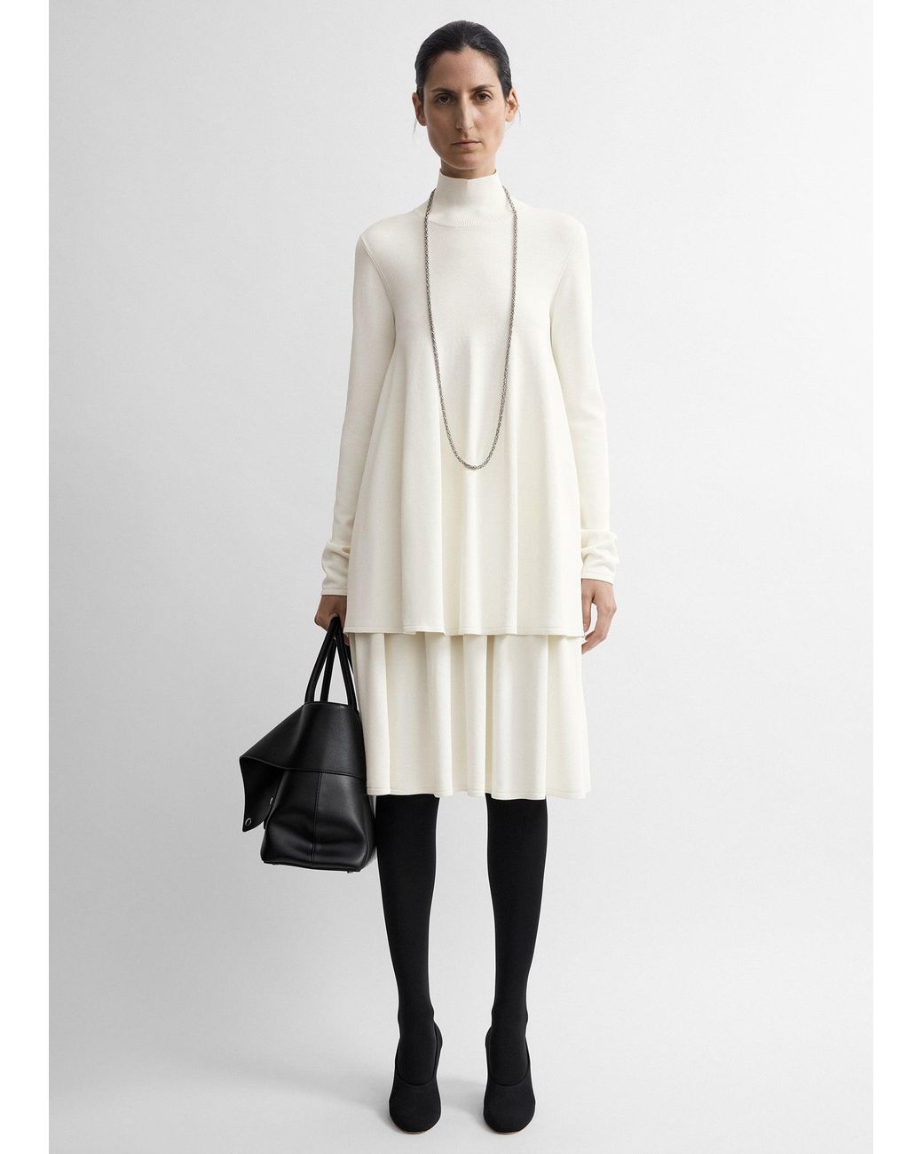 Totême White Crepe Turtleneck Top