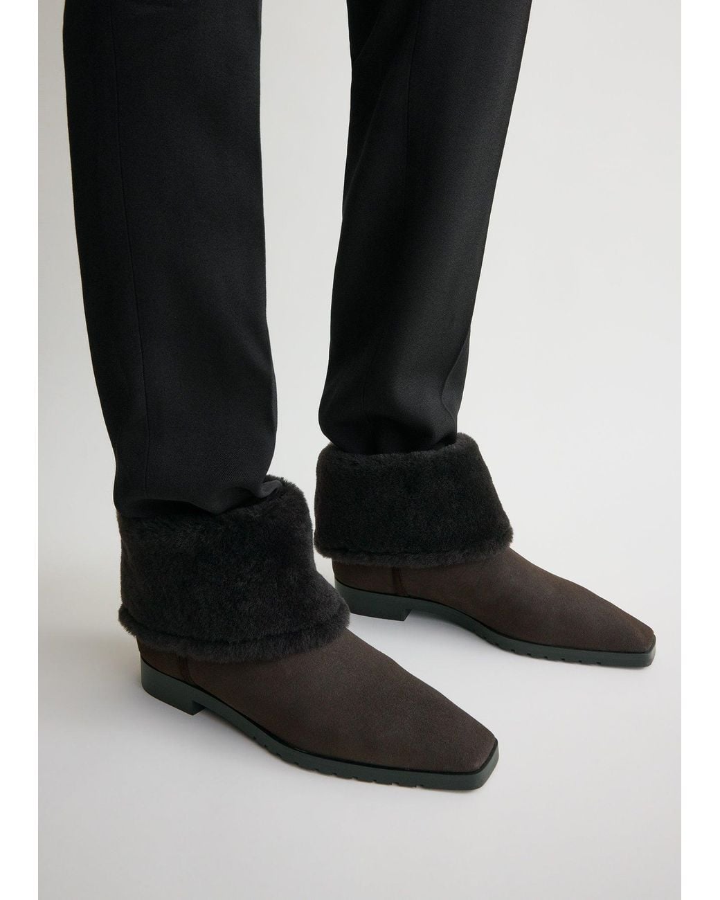 Totême Black Fold-Down Shearling Boots