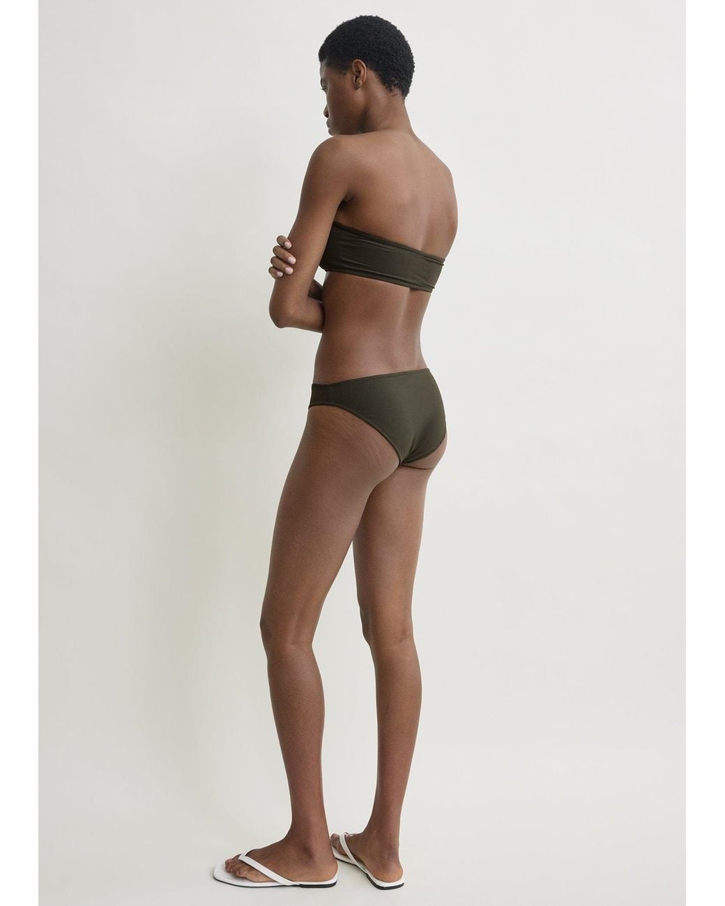 Totême White Ribbed Bikini Bottoms