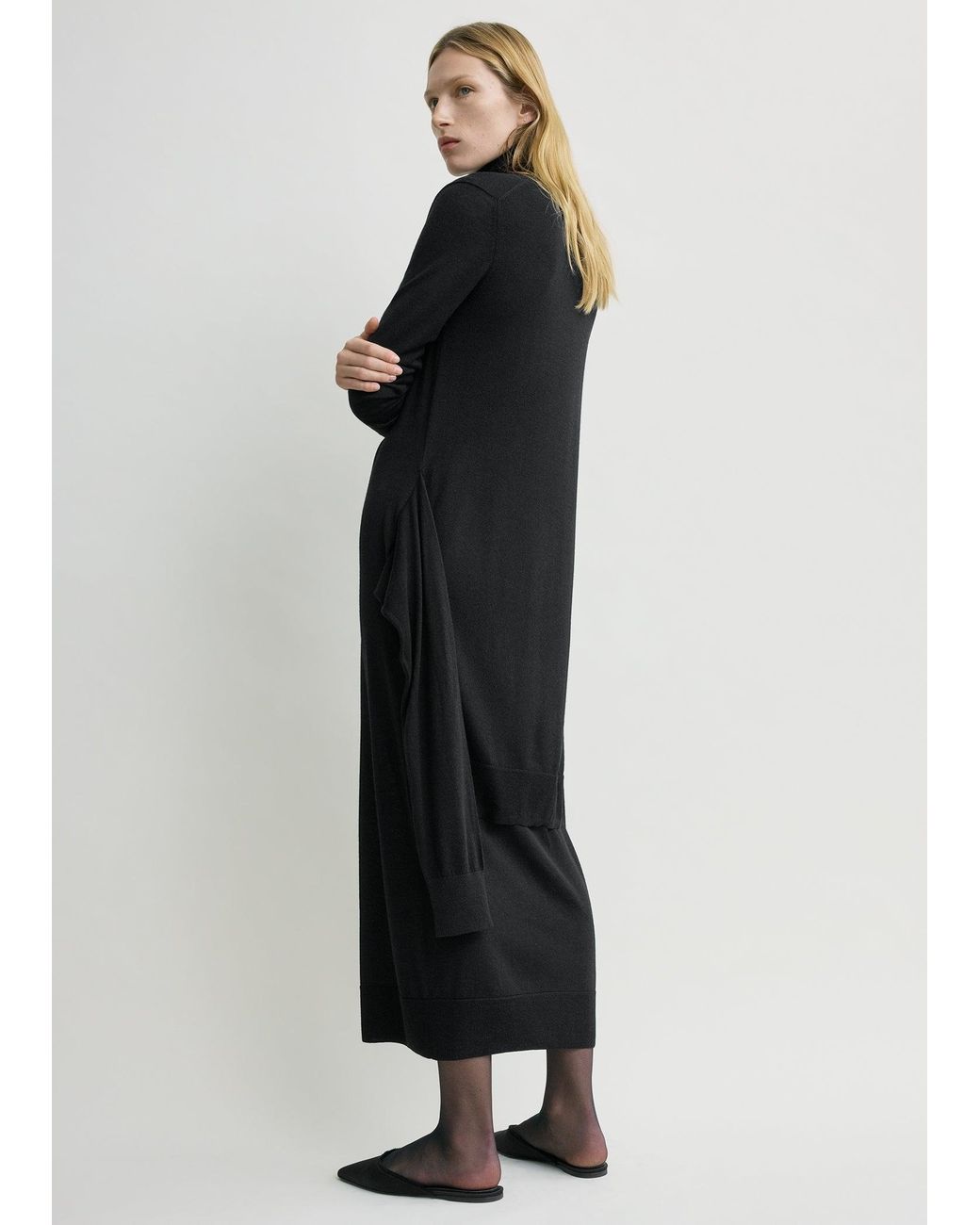 Totême Black Double-Sleeve Turtleneck Dress