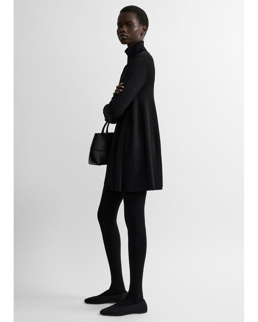 Totême Black Crepe Turtleneck Top