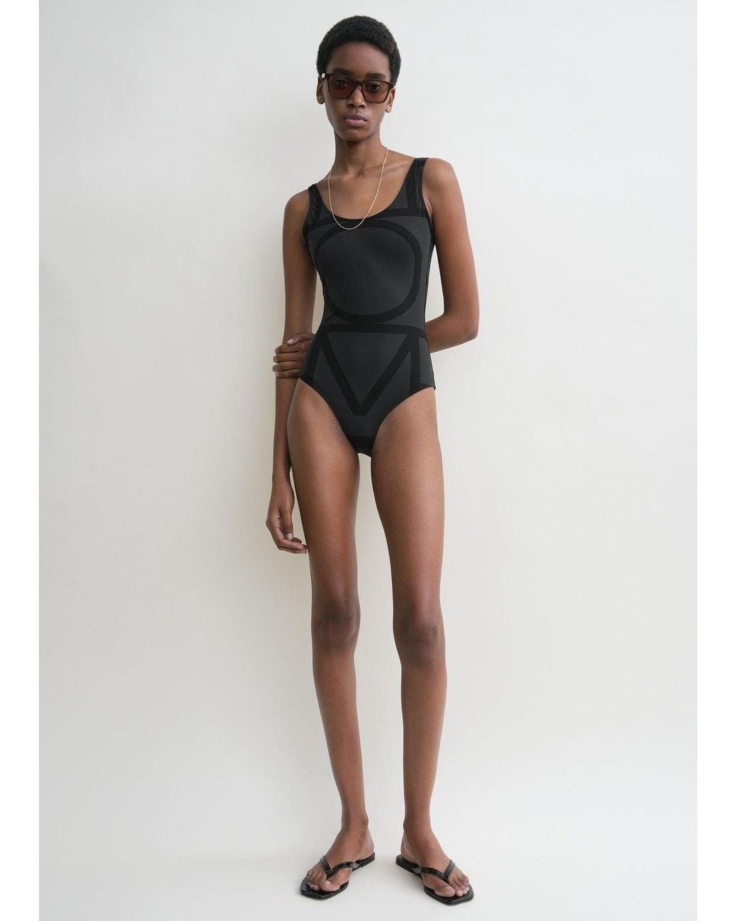 Totême Black Monogram Swimsuit