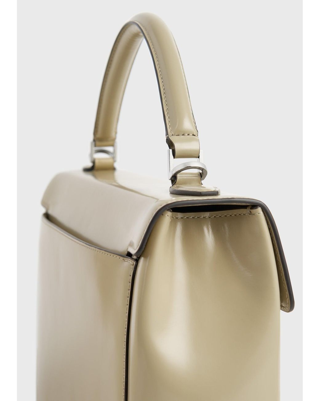 Totême White Clip Polished-Leather Top Handle