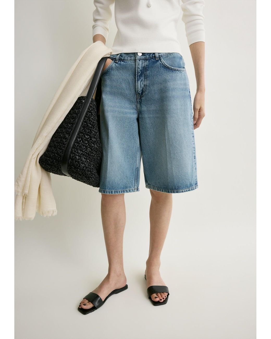 Totême Blue Denim Board Shorts
