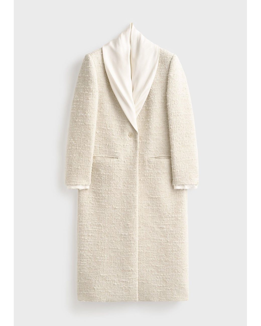 Totême  Natural Satin Lapel Tweed Coat
