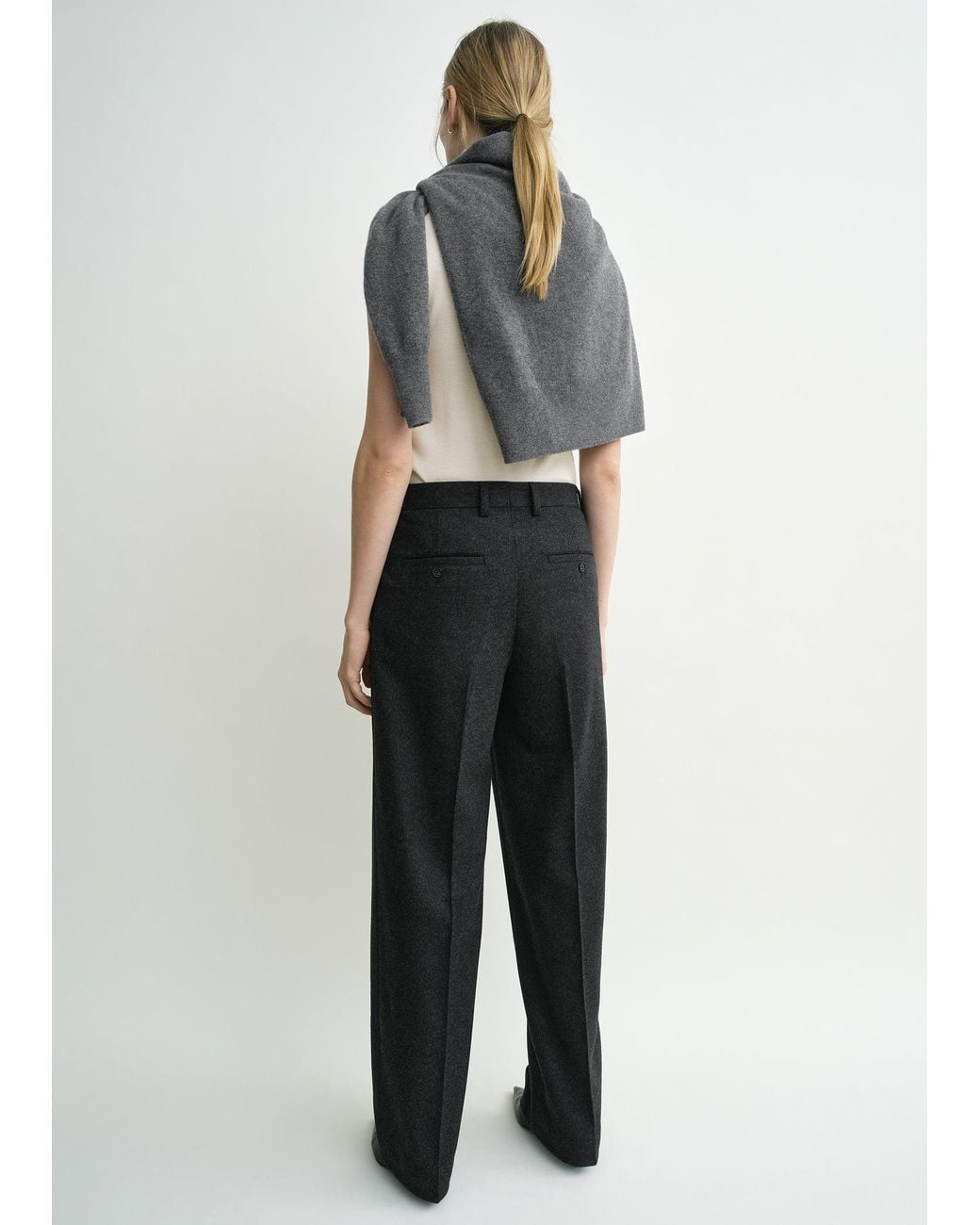 Totême  Gray Double-Pleat Winter Trousers Charcoal