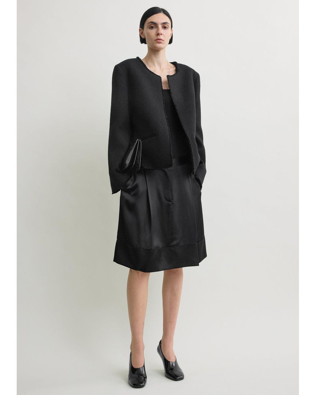 Totême  Black Open-Front Bouclé Blazer