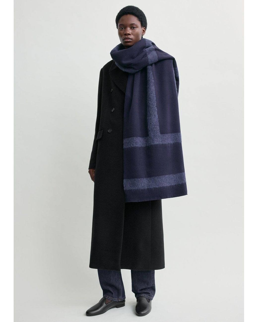 Totême Blue Monogram Twill Scarf