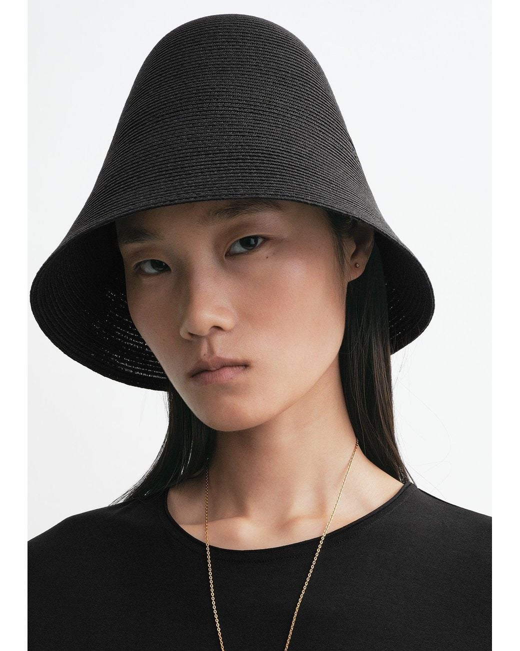 Totême Black Woven Paper Sun Hat