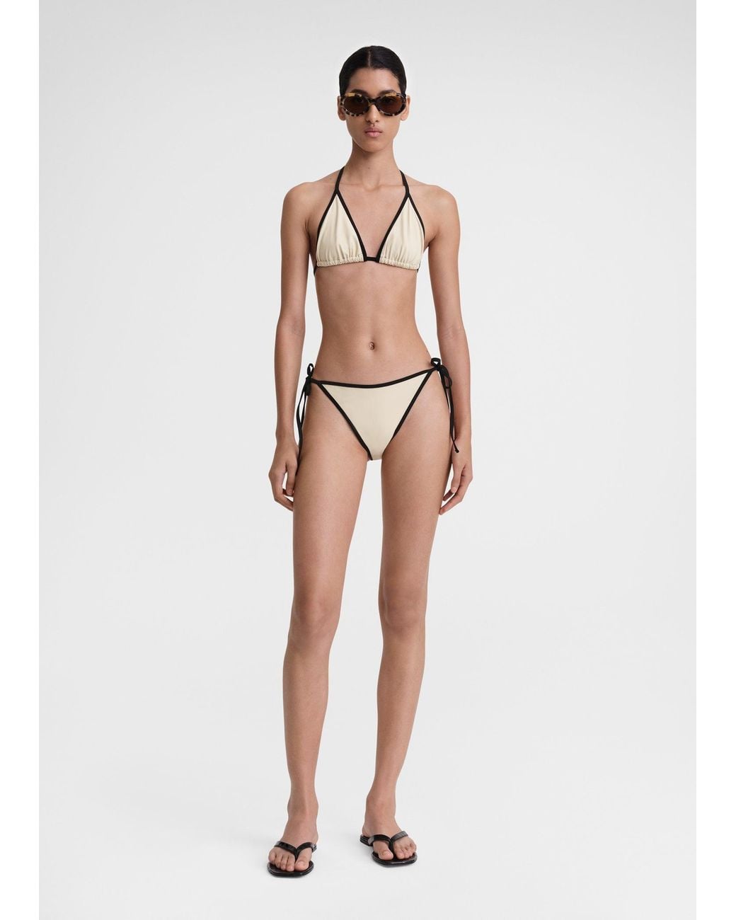 Totême White Stripe Tie Bikini Top