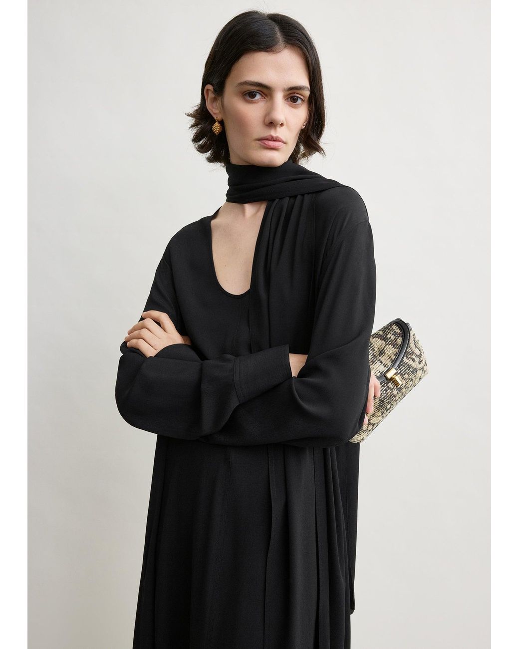 Totême Black Rounded Neckline Dress