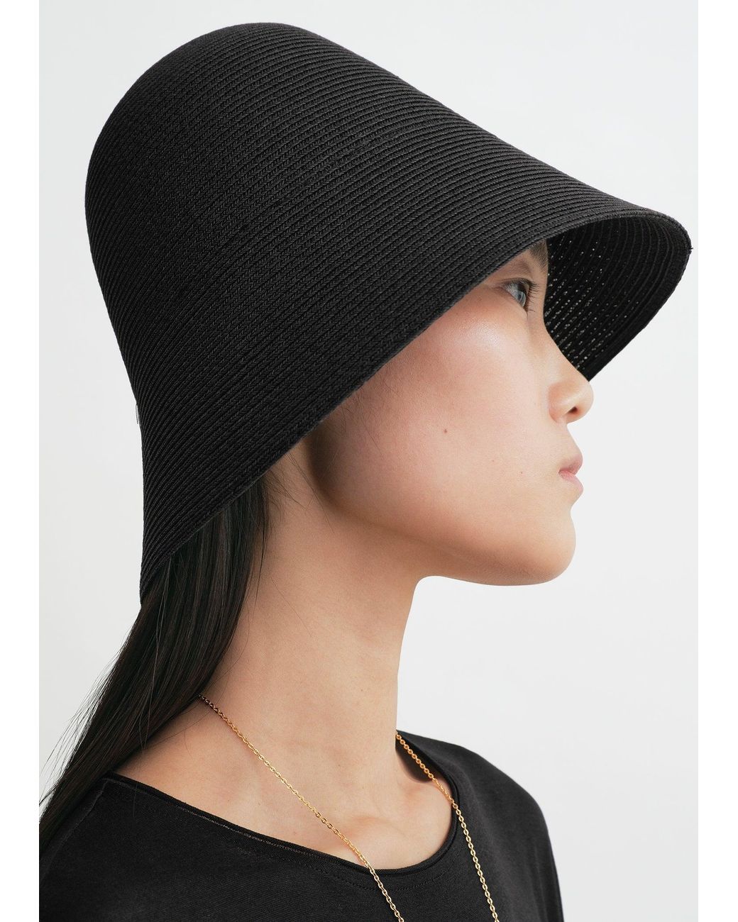 Totême Black Woven Paper Sun Hat