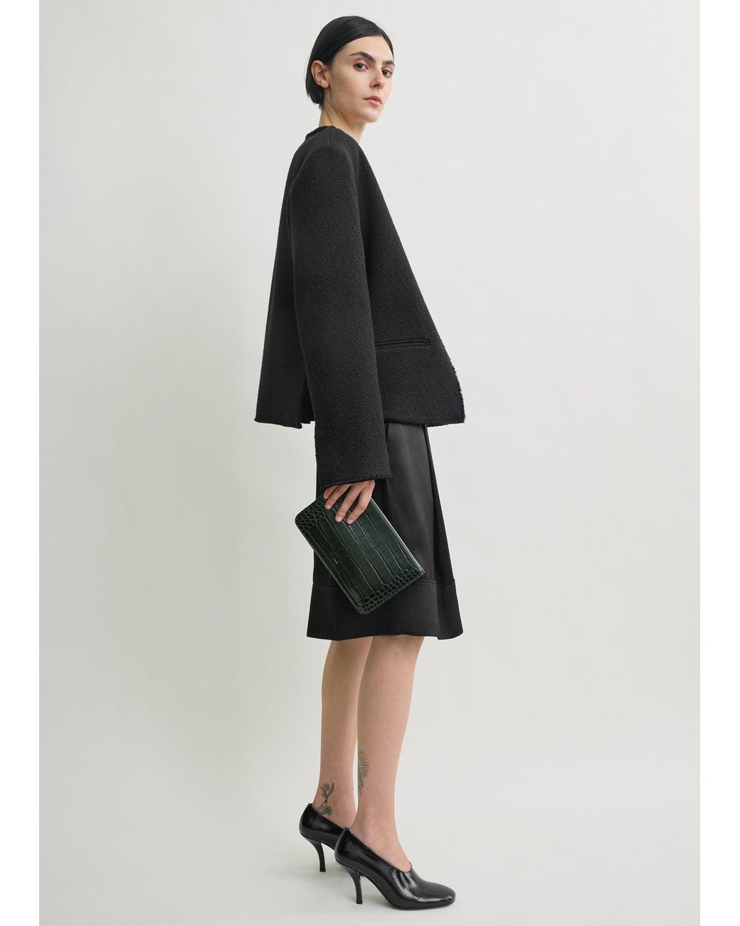 Totême  Black Open-Front Bouclé Blazer