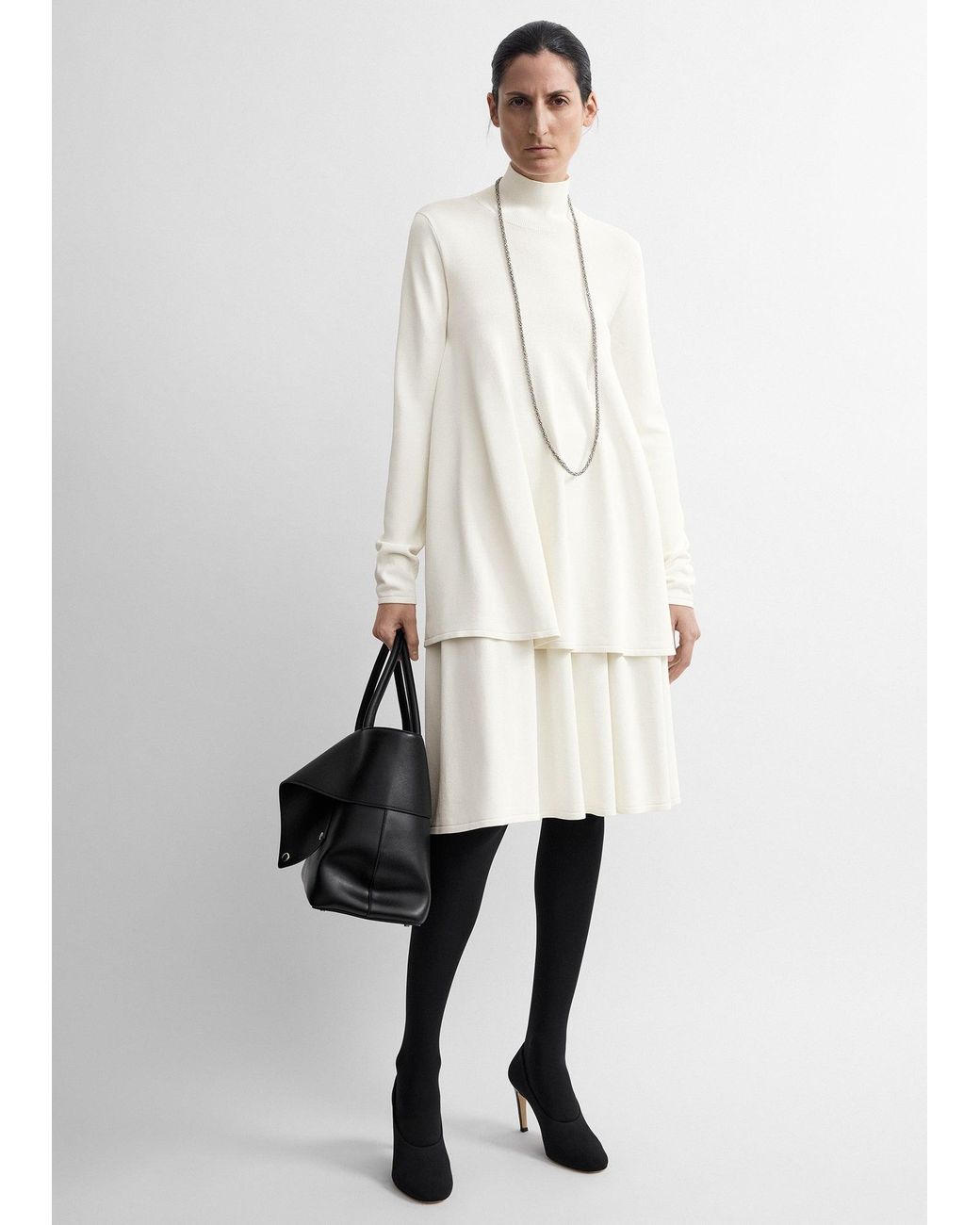 Totême White Crepe Turtleneck Top