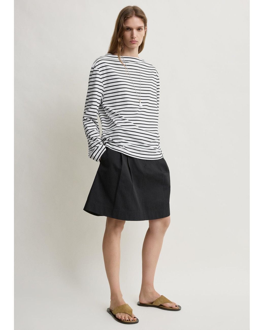 Totême Gray Stripe Jersey Long-Sleeve Tee