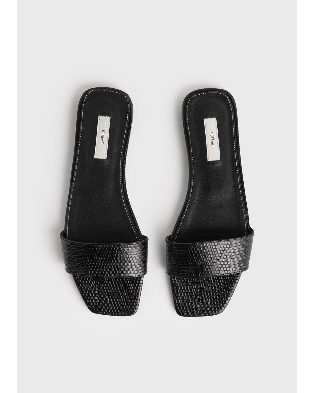 Totême White Slim Lizard-Embossed Bandeau Slides