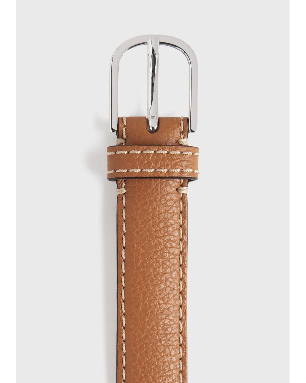 Totême White Slim Grained-Leather Belt