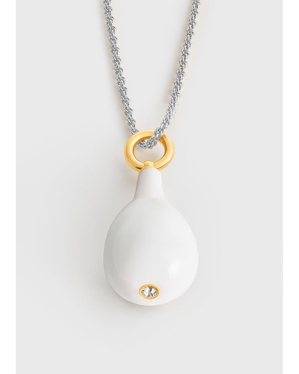 Totême White Medium Crystal Drop Necklace