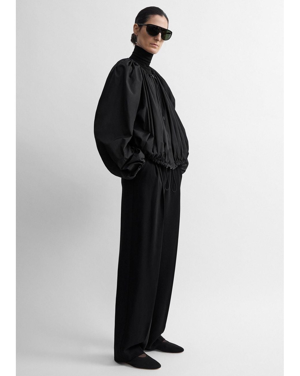 Totême Black Gathered Parachute Jacket