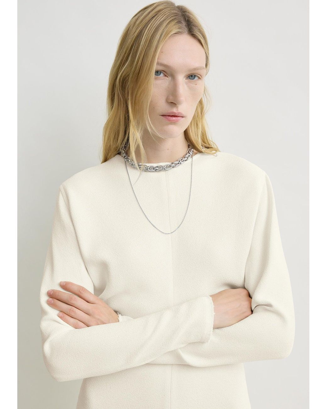 Totême  White Long-Sleeve Slouch Waist Dress