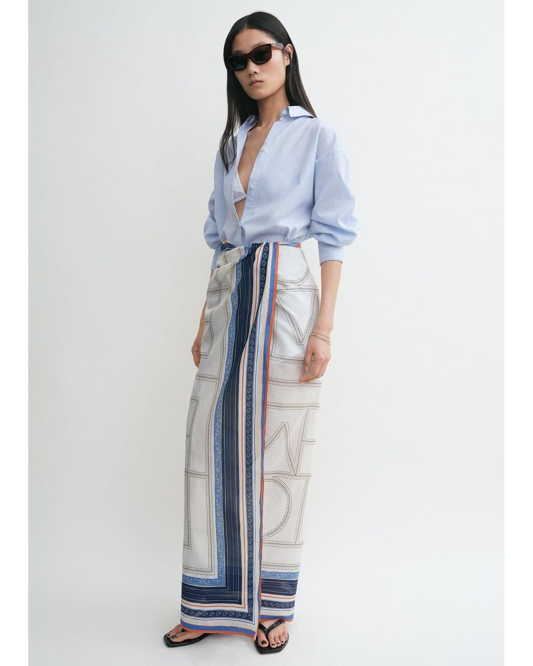 Totême Blue Collector Sarong Ecru