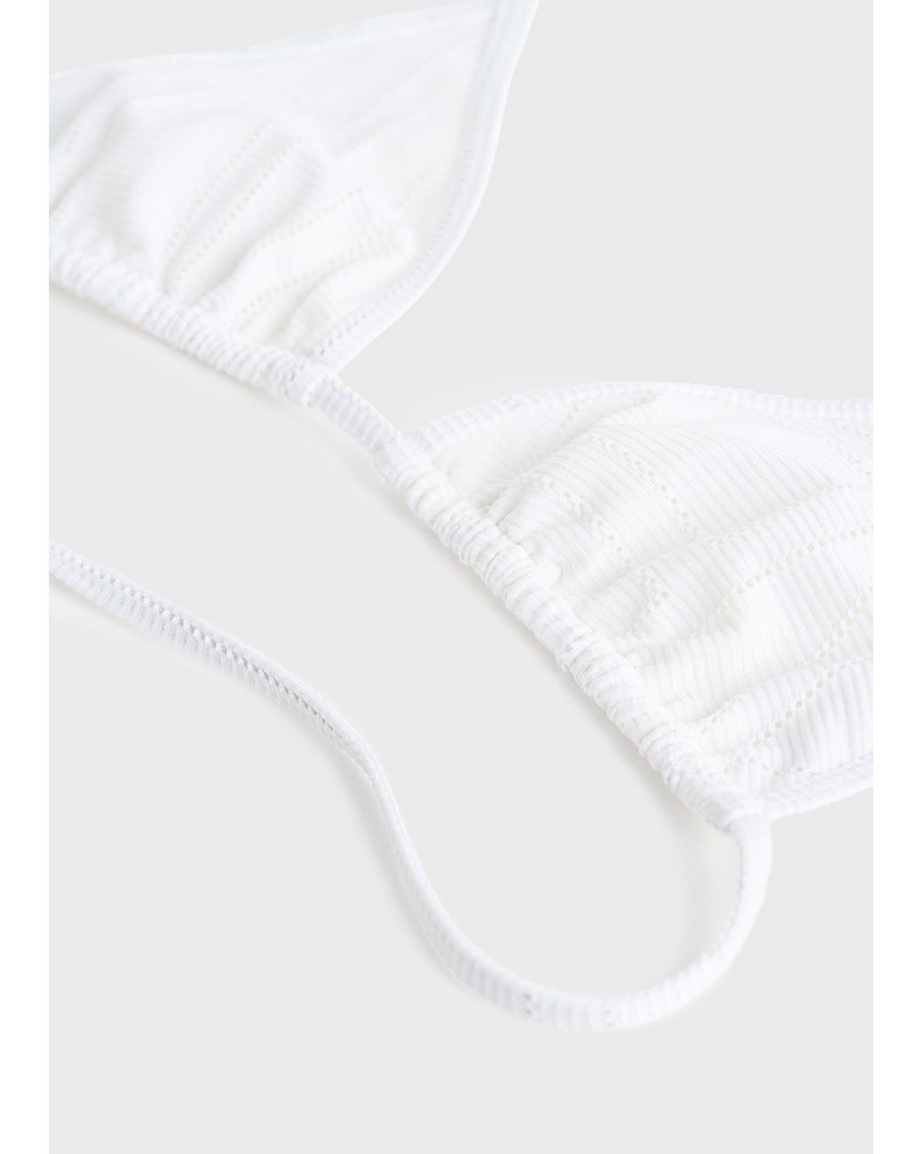 Totême White Monogram Pointelle Bikini Top