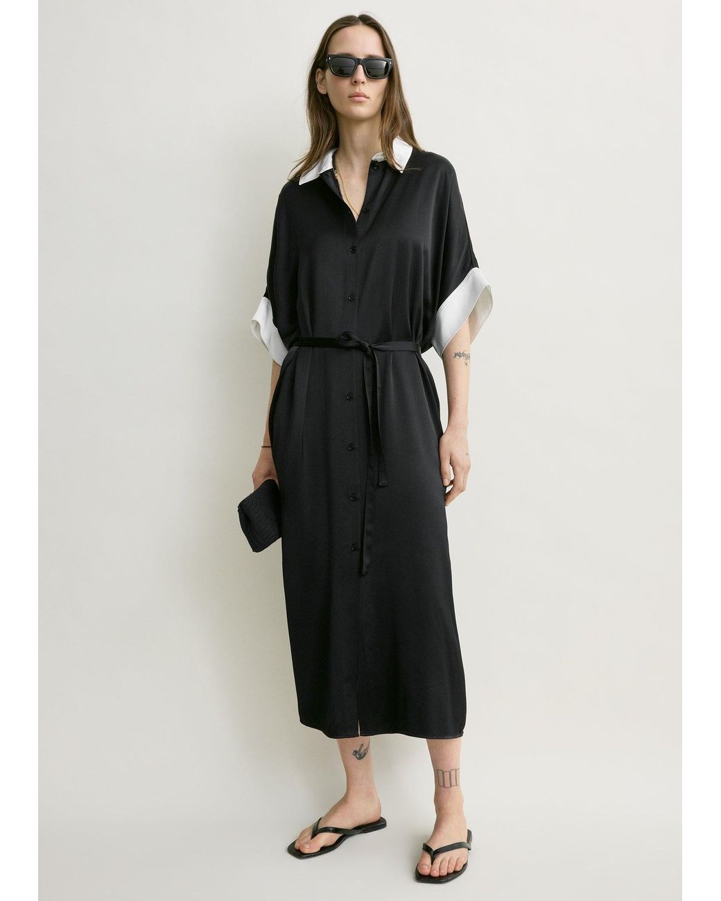 Totême Black Satin Shirtdress