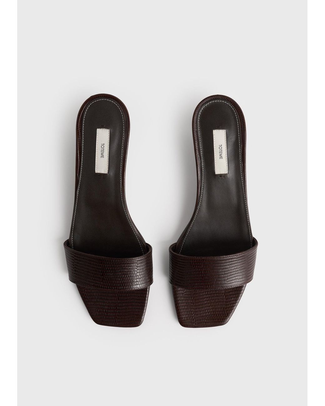Totême White Slim Lizard-Embossed Bandeau Mules