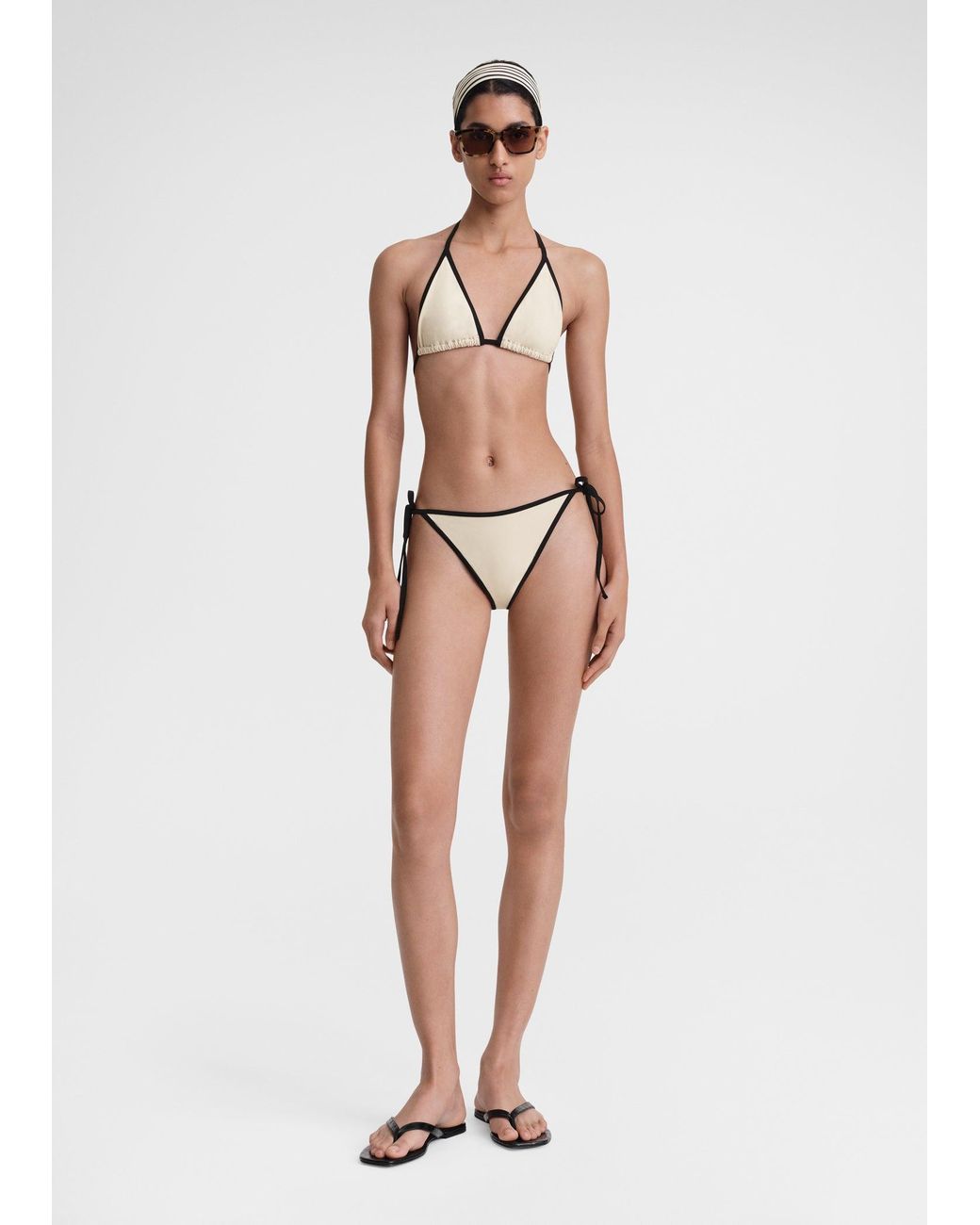 Totême White Stripe Tie Bikini Bottoms