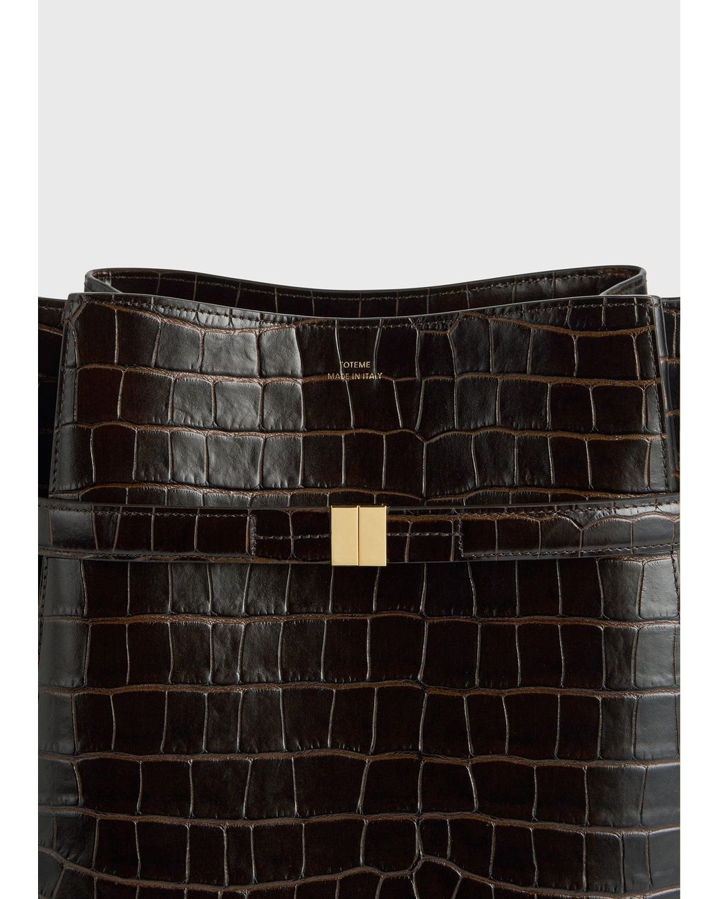 Totême Black Belted Croco-Embossed Bucket Bag