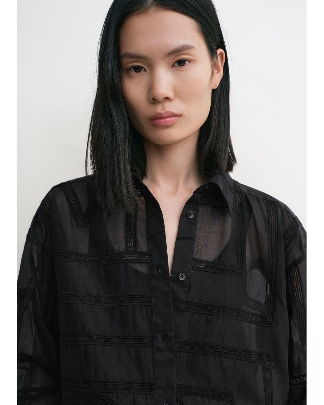 Totême Black Classic Crochet Shirt