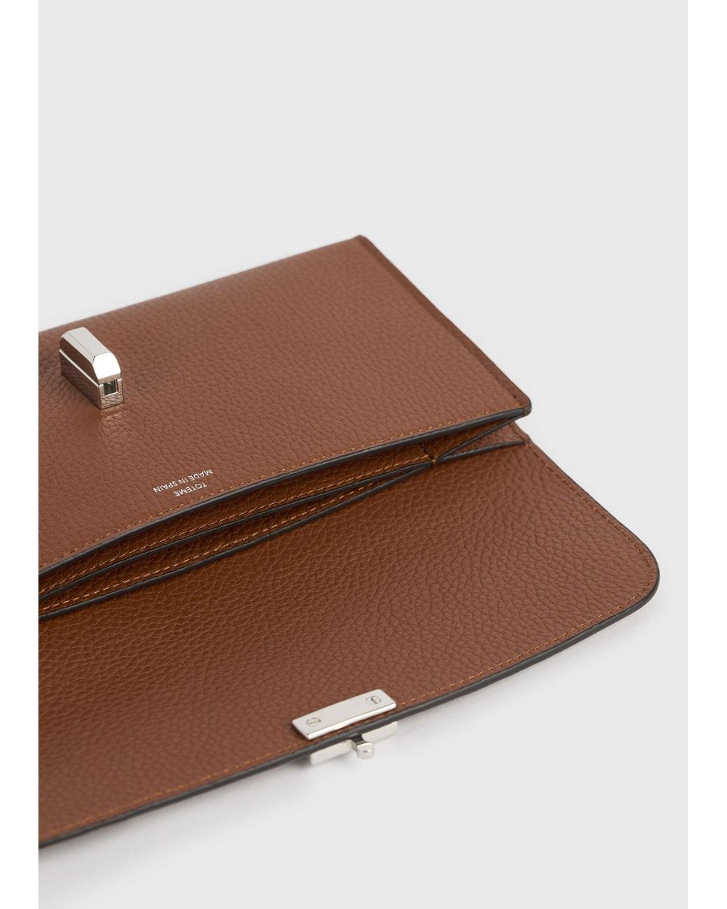 Totême Brown T-Lock Grained-Leather Wallet
