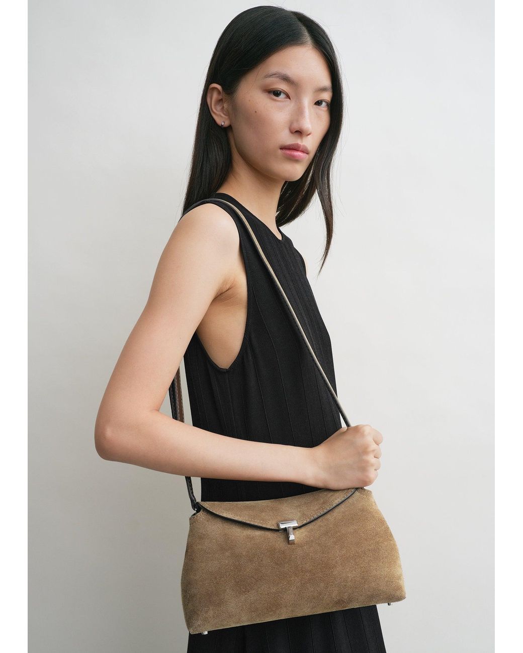 Totême  Natural T-Lock Suede Clutch