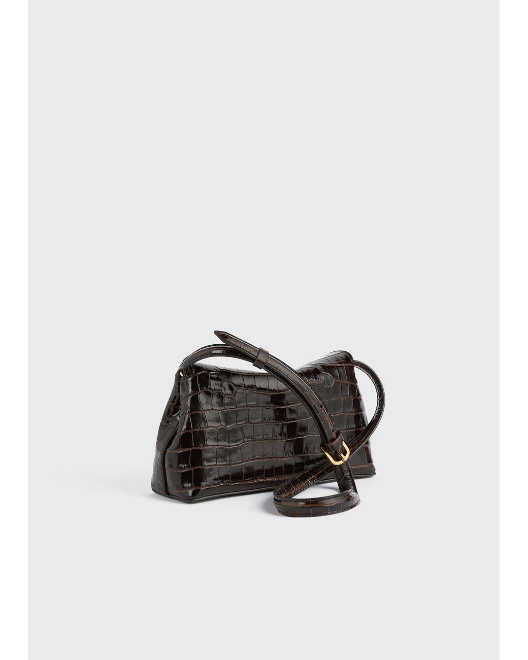 Totême White T-Lock Croco-Embossed Clutch