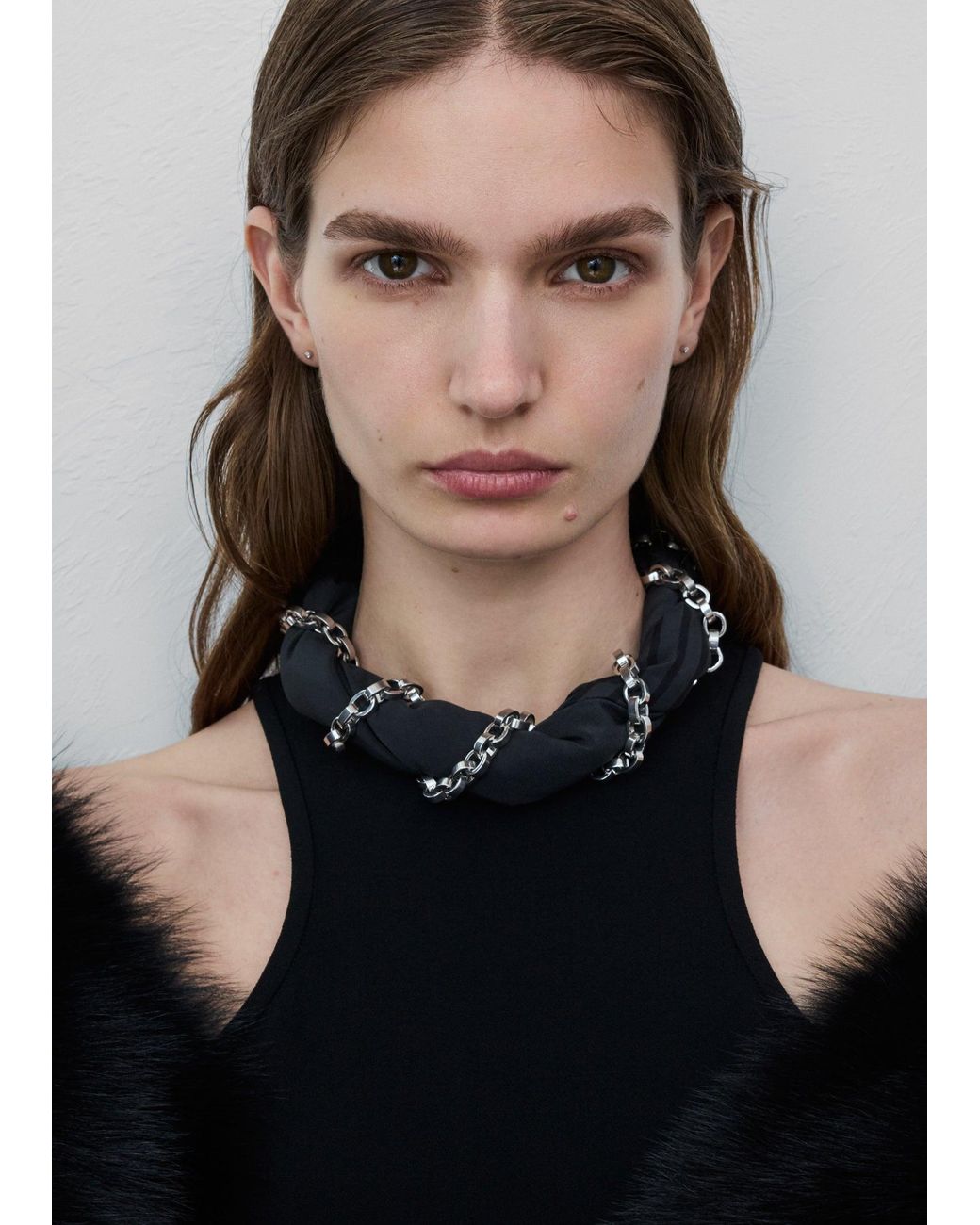 Totême Black Silk Scarf Collar