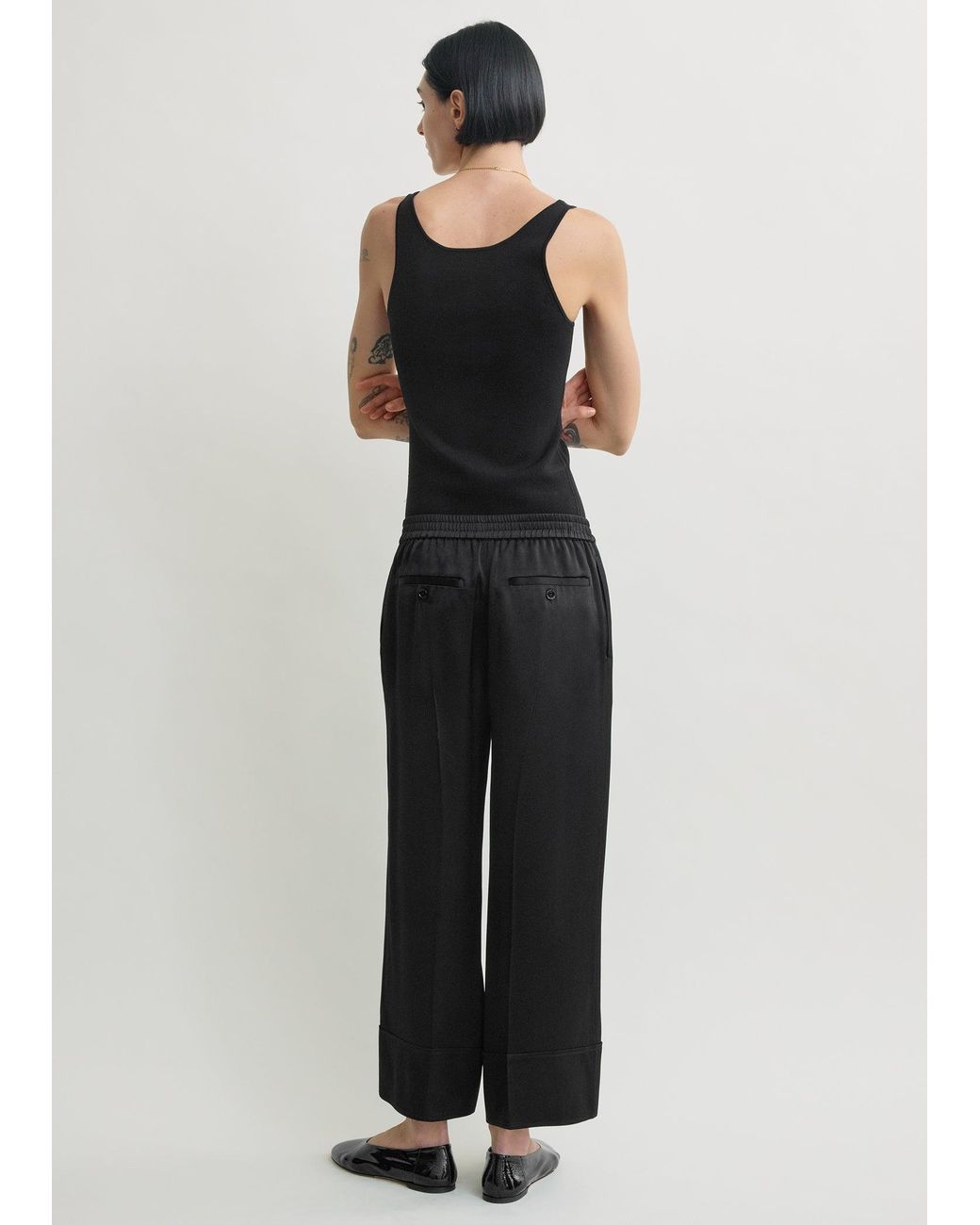 Totême  Black Satin Drawstring Trousers