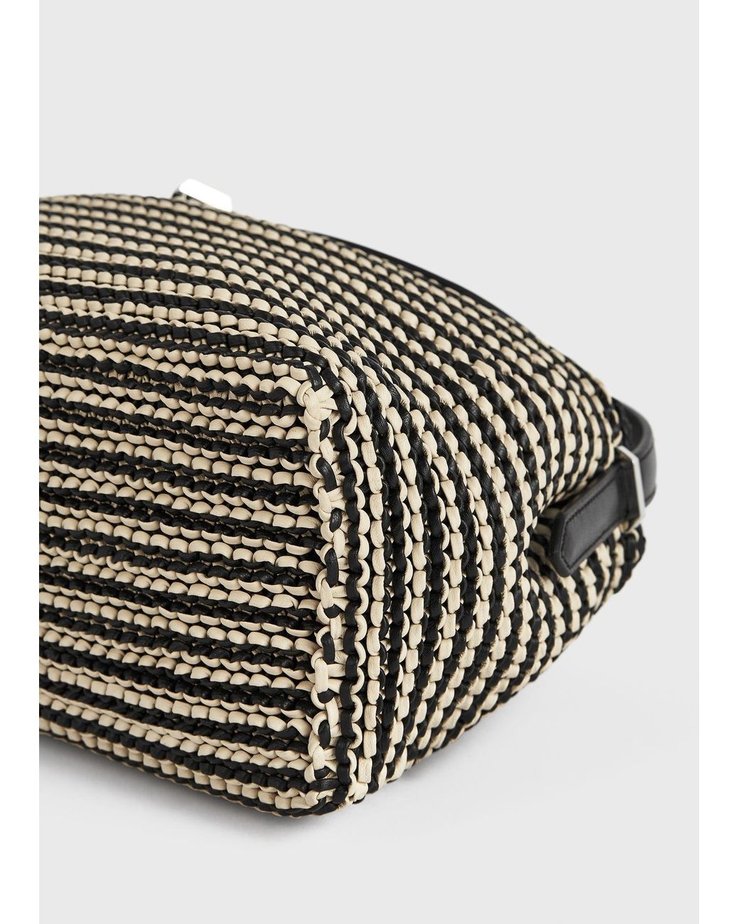 Totême  Multicolor T-Lock Woven-Leather Top Handle/Sand