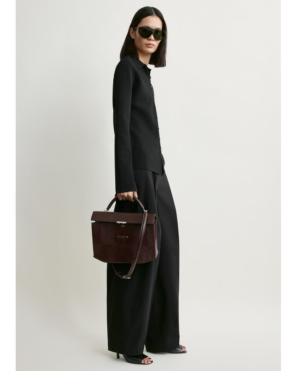 Totême Blue Clip Lizard-Embossed Top Handle