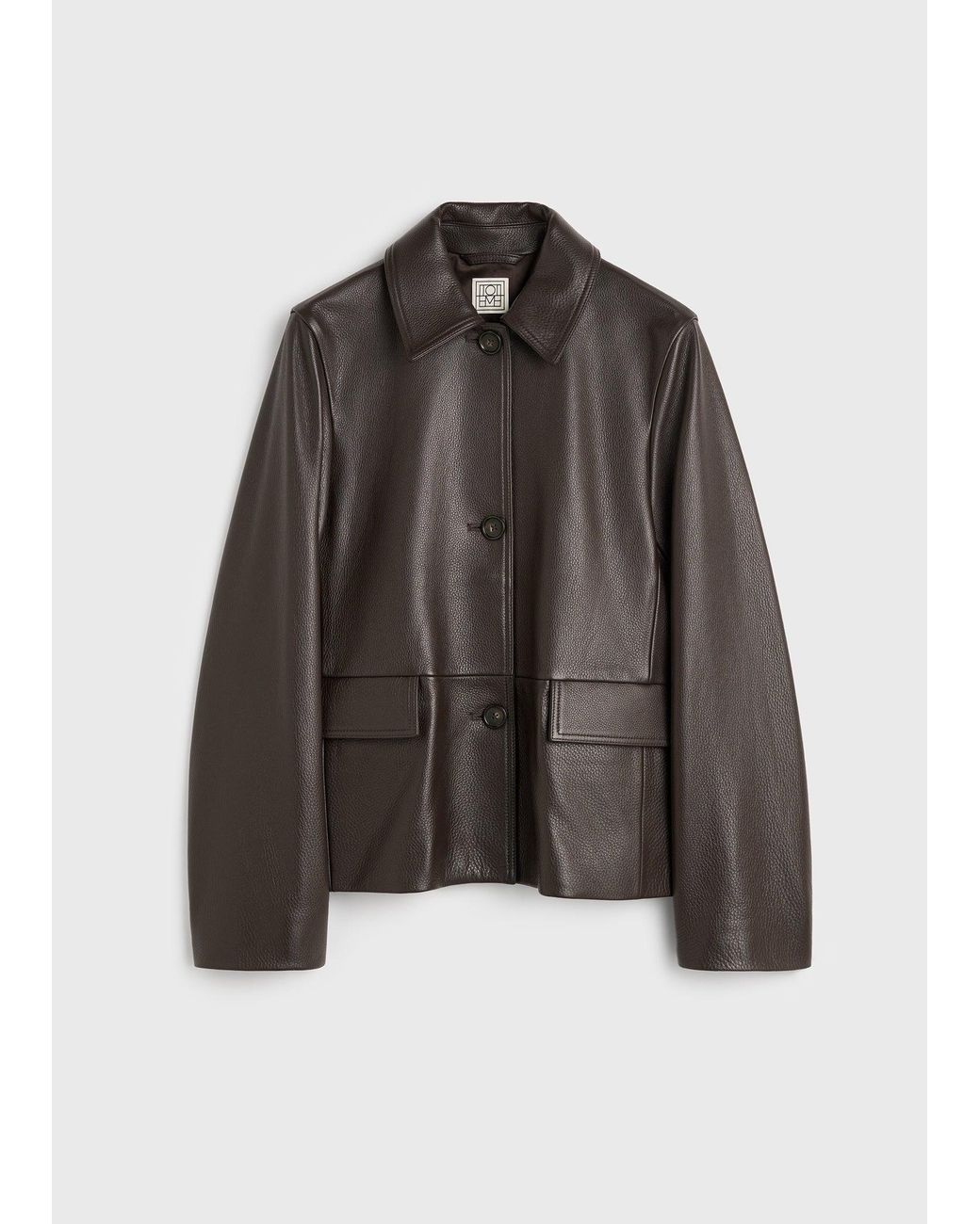 Totême Brown Grained Leather Jacket