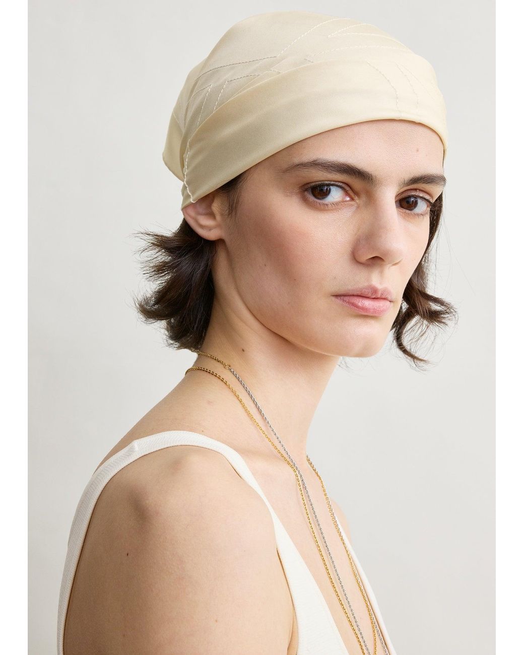 Totême Natural Embroidered Monogram Silk Scarf