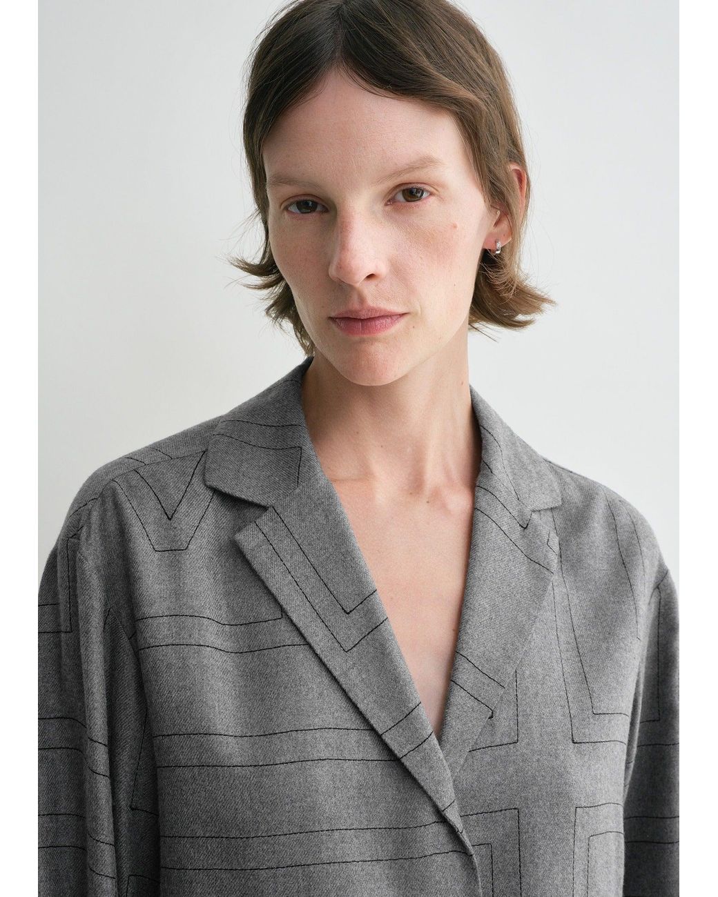 Totême Gray Monogram Flannel Pj Top