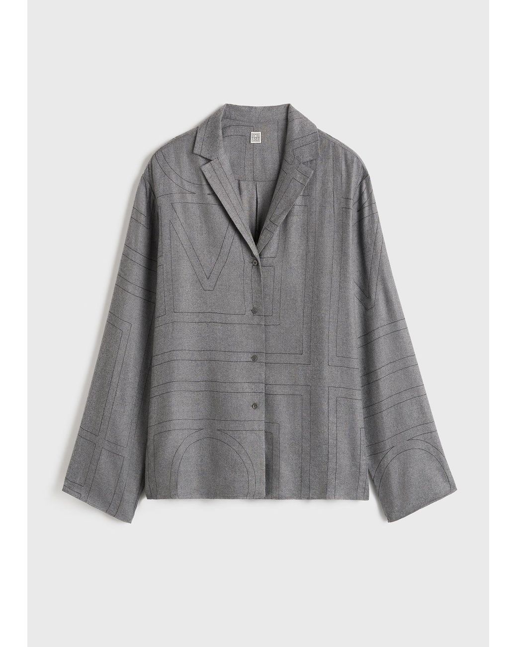 Totême Gray Monogram Flannel Pj Top