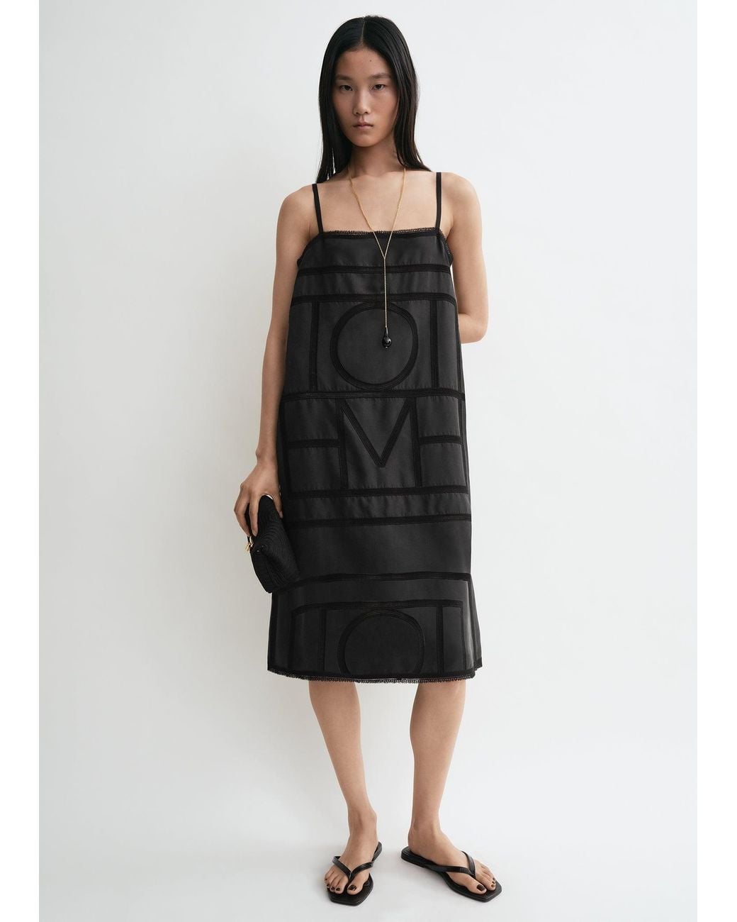 Totême Black Monogram Silk Dress