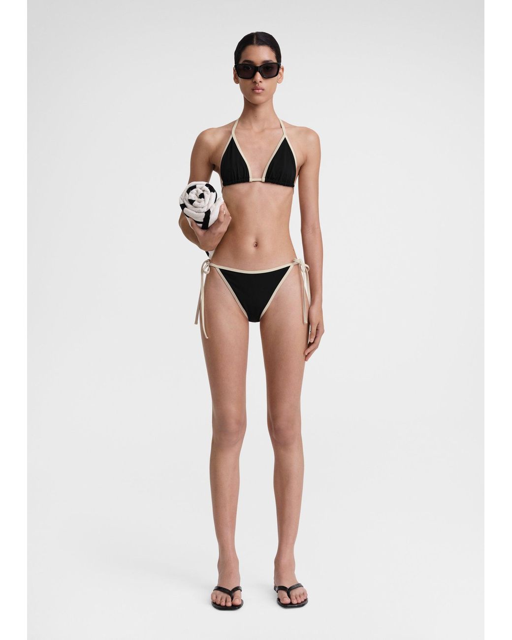 Totême White Stripe Tie Bikini Bottoms