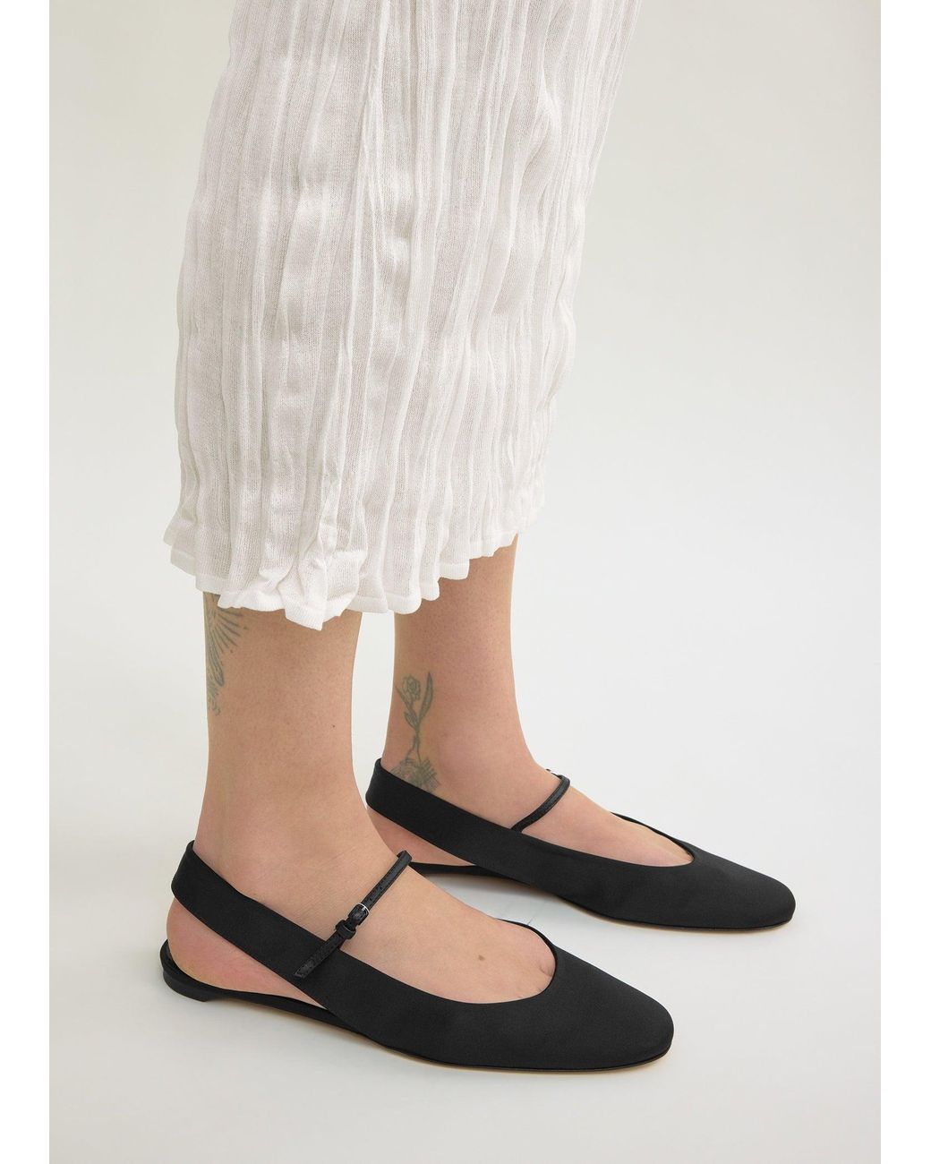 Totême  White Slingback Satin Mary Janes