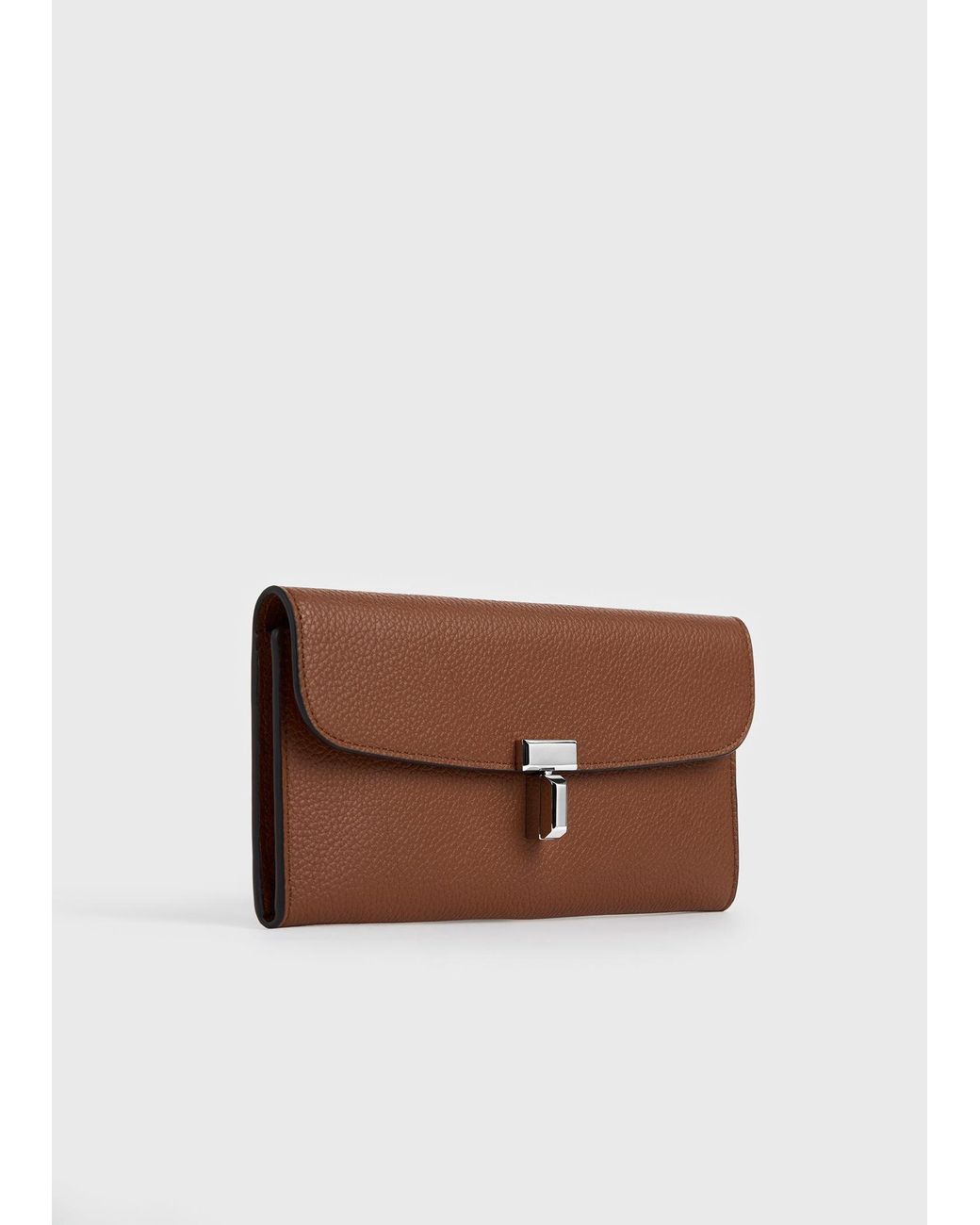 Totême Brown T-Lock Grained-Leather Wallet