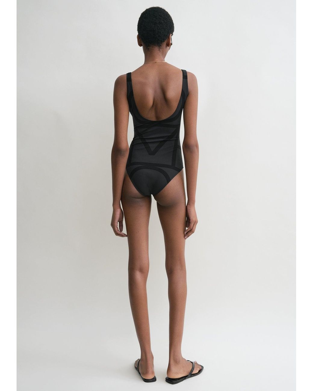 Totême Black Monogram Swimsuit