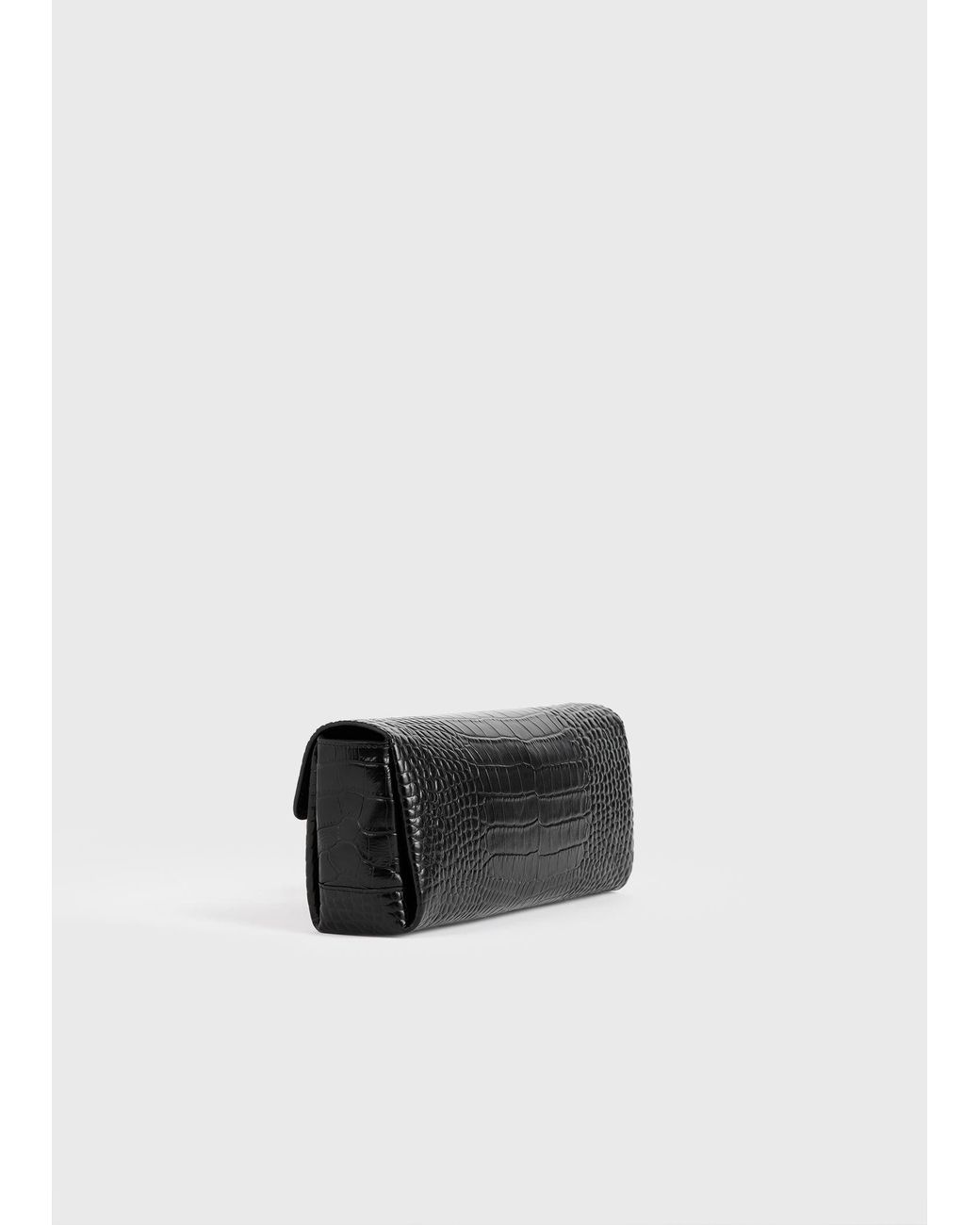 Totême  White Soft Croco-Embossed T-Clutch